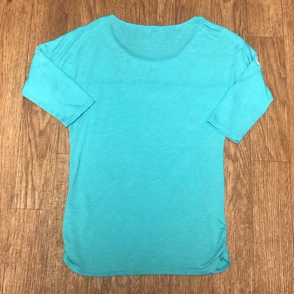 Vanity Green White Floral Sheer Lace Rhinestones Blouse Size Small - Picture 6 of 11